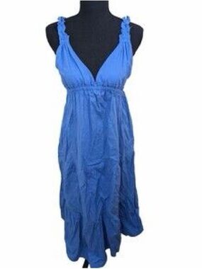 Love Tree Midi Dress Blue
Linen Blend Ruffle Strap NWT SZ L